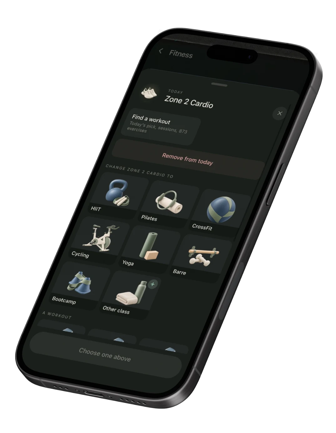 RAVE Mobile exercise screen with movement options