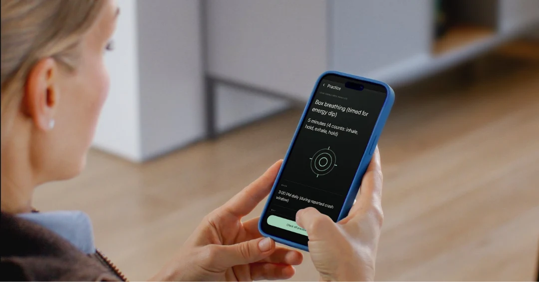 RAVE Mobile breathing practice viewed on a phone